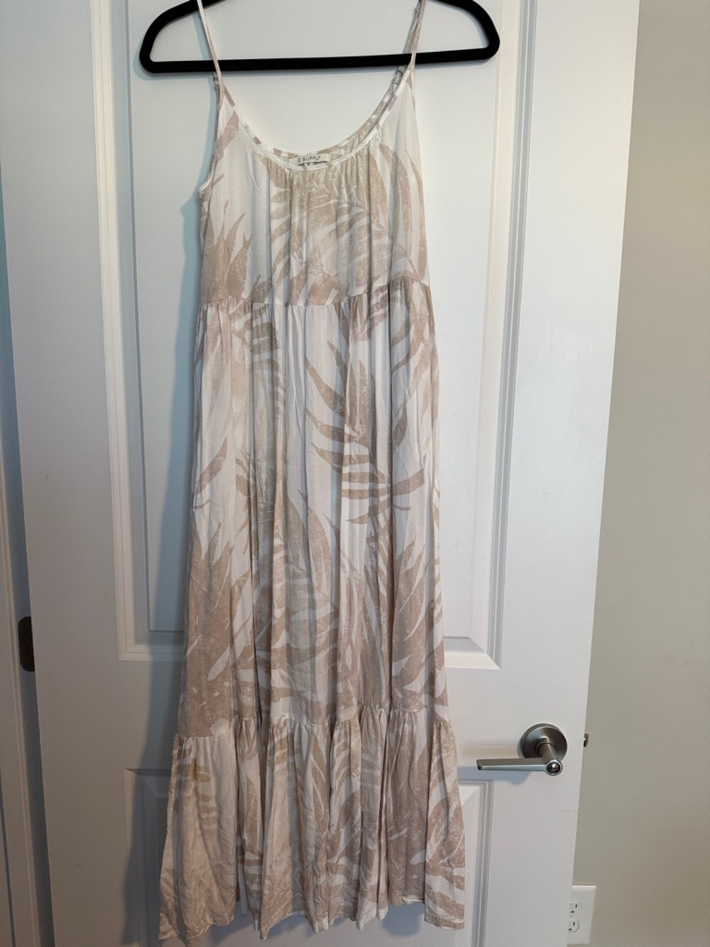 Z Supply Cream and Tan Palm-Print Maxi Dress